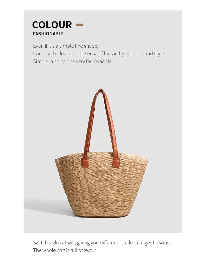2026 Straw Shoulder Bag for Women Large Capacity Beach Bag — feature 16