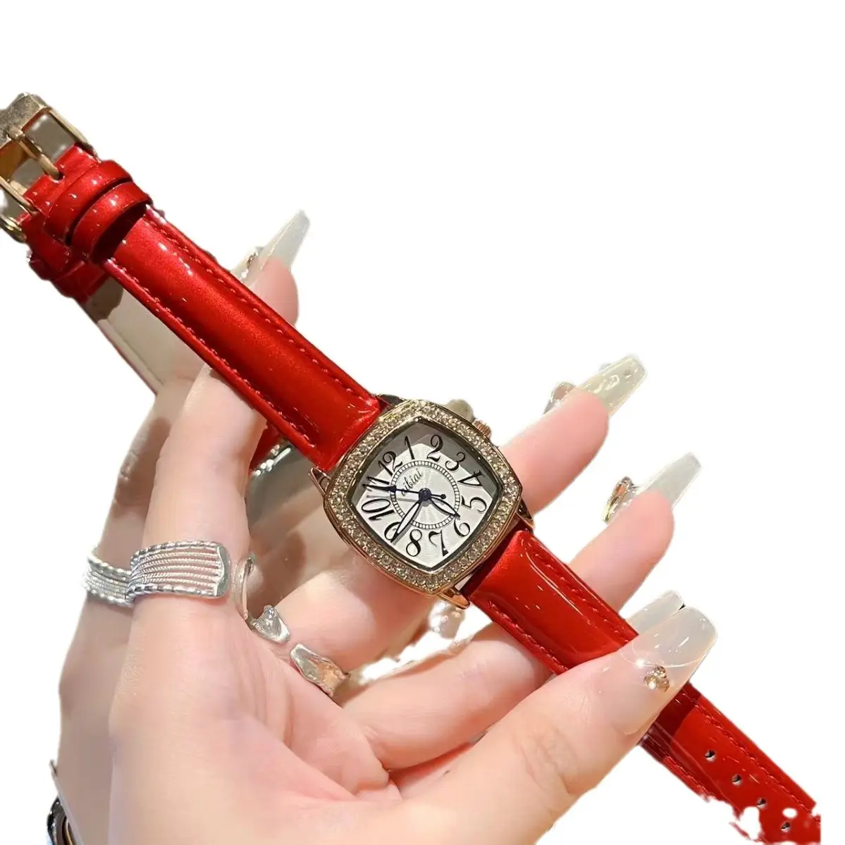 Women Square Diamond Crossbody Watch Waterproof Quartz