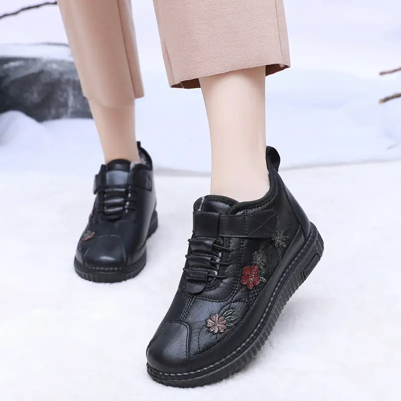 Old Beijing Cloth Shoes Women's Old Men's Cotton Shoes Winter fleece-lined Warm Middle-aged and Old Mother Shoes Non-slip Soft-soled Grandma's Cotton Boots