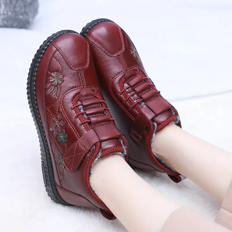 Old Beijing Cloth Shoes Women's Old Men's Cotton Shoes Winter fleece-lined Warm Middle-aged and Old Mother Shoes Non-slip Soft-soled Grandma's Cotton Boots