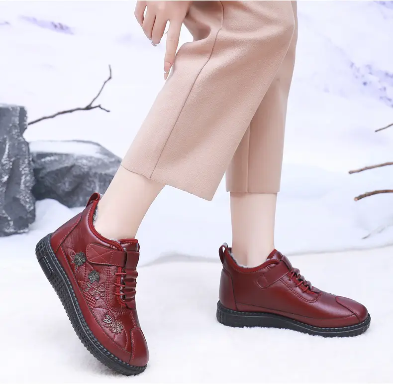Old Beijing Cloth Shoes Women's Old Men's Cotton Shoes Winter fleece-lined Warm Middle-aged and Old Mother Shoes Non-slip Soft-soled Grandma's Cotton Boots — feature 18