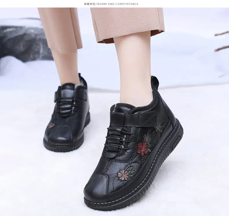 Old Beijing Cloth Shoes Women's Old Men's Cotton Shoes Winter fleece-lined Warm Middle-aged and Old Mother Shoes Non-slip Soft-soled Grandma's Cotton Boots — feature 19