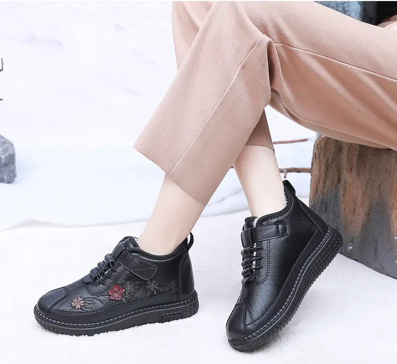 Old Beijing Cloth Shoes Women's Old Men's Cotton Shoes Winter fleece-lined Warm Middle-aged and Old Mother Shoes Non-slip Soft-soled Grandma's Cotton Boots — feature 23