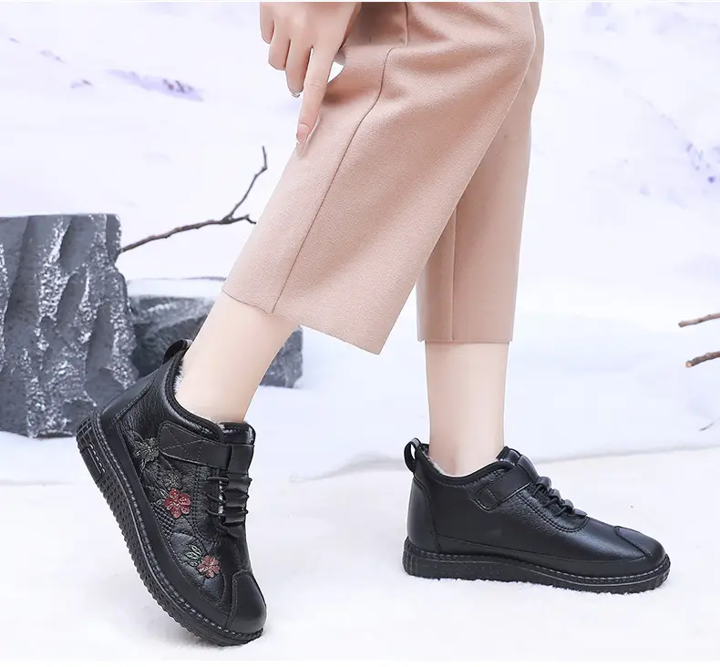 Old Beijing Cloth Shoes Women's Old Men's Cotton Shoes Winter fleece-lined Warm Middle-aged and Old Mother Shoes Non-slip Soft-soled Grandma's Cotton Boots — feature 24