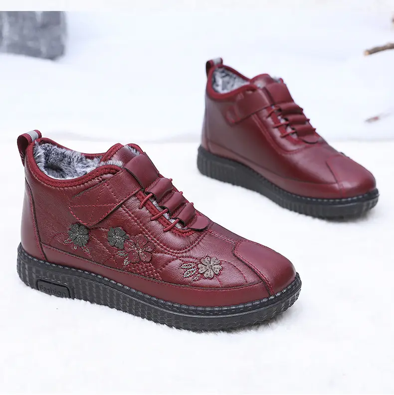 Old Beijing Cloth Shoes Women's Old Men's Cotton Shoes Winter fleece-lined Warm Middle-aged and Old Mother Shoes Non-slip Soft-soled Grandma's Cotton Boots — feature 29