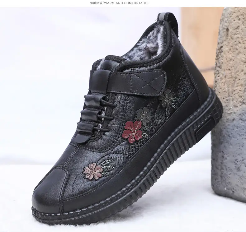 Old Beijing Cloth Shoes Women's Old Men's Cotton Shoes Winter fleece-lined Warm Middle-aged and Old Mother Shoes Non-slip Soft-soled Grandma's Cotton Boots — feature 30