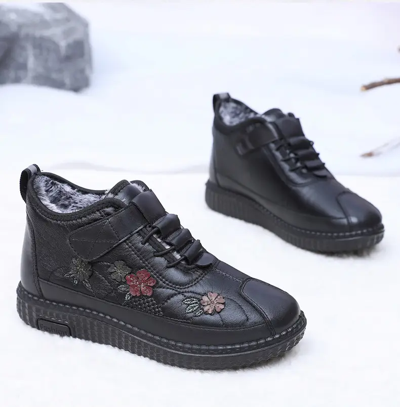 Old Beijing Cloth Shoes Women's Old Men's Cotton Shoes Winter fleece-lined Warm Middle-aged and Old Mother Shoes Non-slip Soft-soled Grandma's Cotton Boots — feature 32