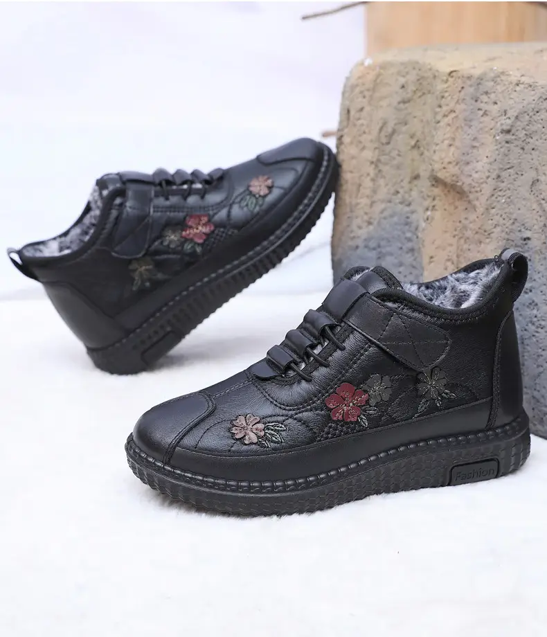Old Beijing Cloth Shoes Women's Old Men's Cotton Shoes Winter fleece-lined Warm Middle-aged and Old Mother Shoes Non-slip Soft-soled Grandma's Cotton Boots — feature 33