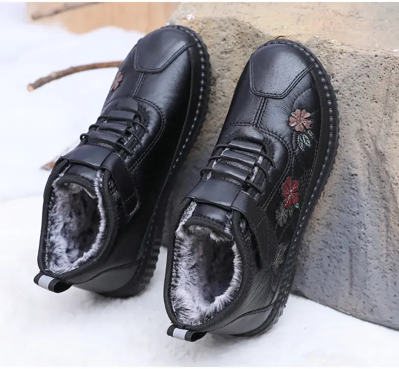 Old Beijing Cloth Shoes Women's Old Men's Cotton Shoes Winter fleece-lined Warm Middle-aged and Old Mother Shoes Non-slip Soft-soled Grandma's Cotton Boots — feature 34