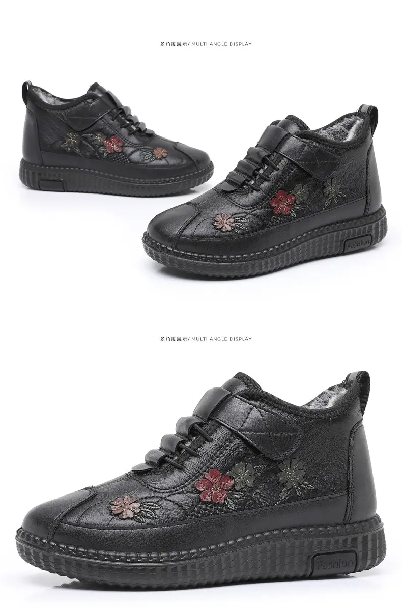 Old Beijing Cloth Shoes Women's Old Men's Cotton Shoes Winter fleece-lined Warm Middle-aged and Old Mother Shoes Non-slip Soft-soled Grandma's Cotton Boots — feature 40