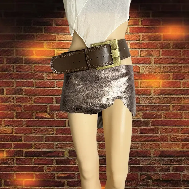 Vintage Leather Belt with Gold Rivet for Women — feature 5