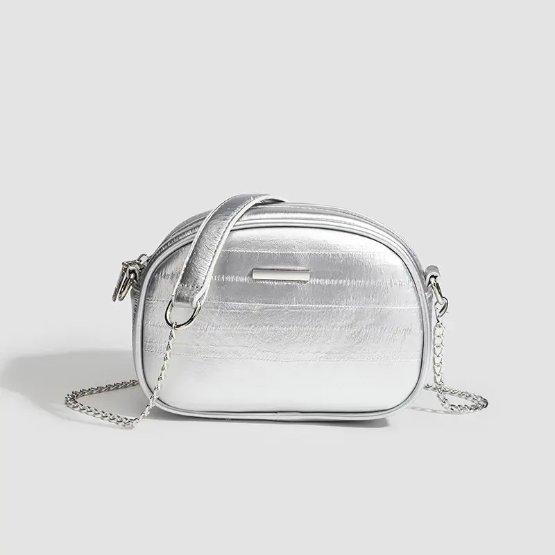 Silver Mini Chain Crossbody Bag for Women