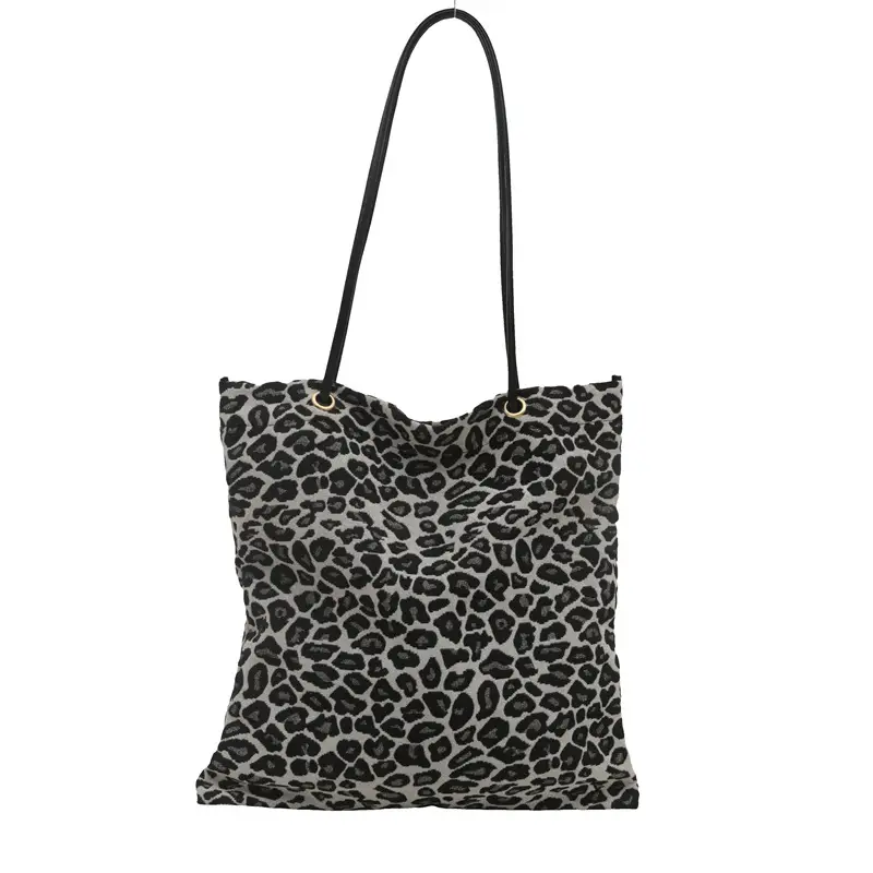 Large Leopard Print Canvas Shoulder Bag for Women - Image 7