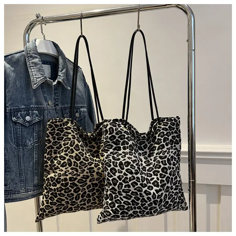 Large Leopard Print Canvas Shoulder Bag for Women — feature 12