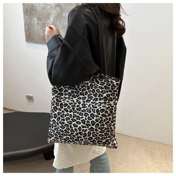 Large Leopard Print Canvas Shoulder Bag for Women — feature 20