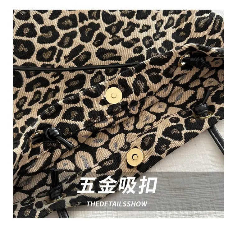 Large Leopard Print Canvas Shoulder Bag for Women — feature 7
