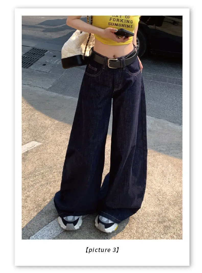 Dark Blue Wide Leg Jeans Women's Slim Fit 2024 — feature 5