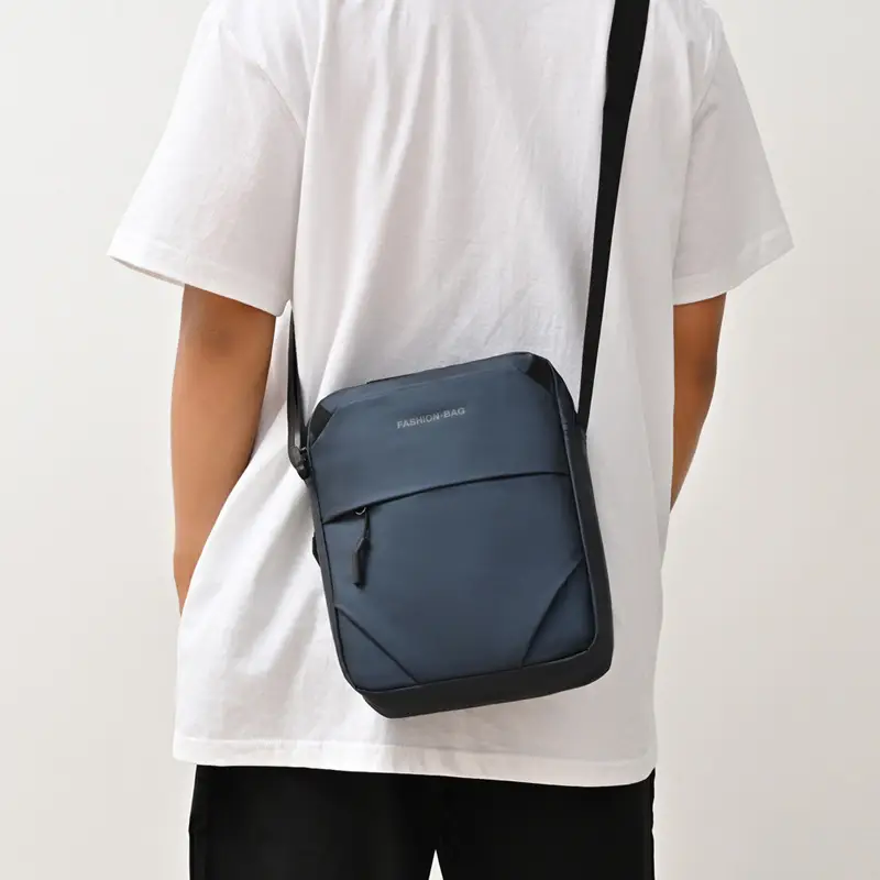Men's Large Capacity Business Messenger Bag Black Multi Layer - Image 5