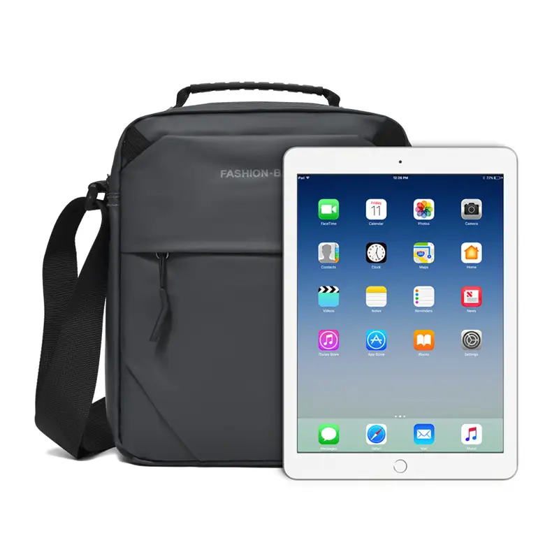 Men's Large Capacity Business Messenger Bag Black Multi Layer - Image 6