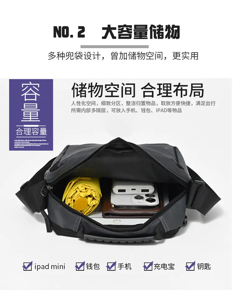 Men's Large Capacity Business Messenger Bag Black Multi Layer — feature 7