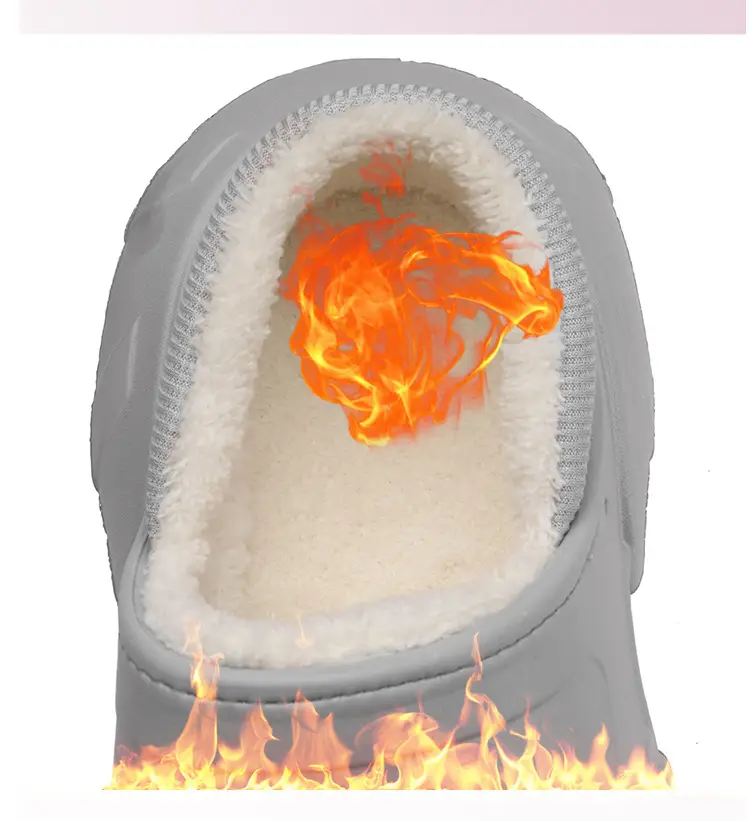 Cross-border plus size cotton slippers men's hole shoes winter new fleece-lined step excrement feeling warm lovers shoes covered cotton shoes — feature 23