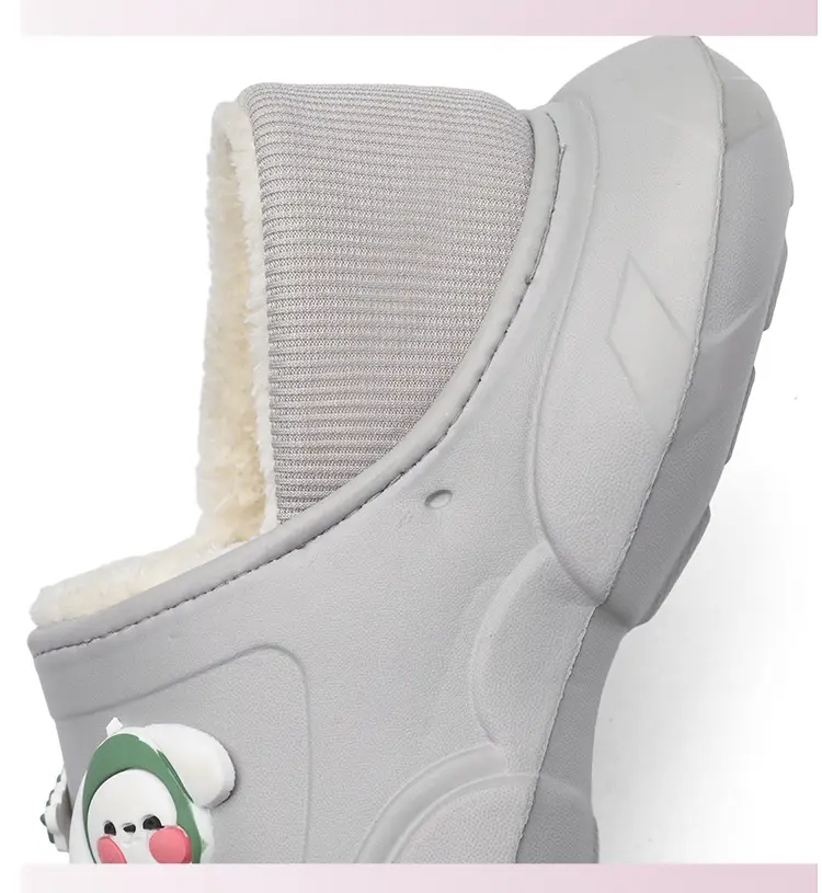 Cross-border plus size cotton slippers men's hole shoes winter new fleece-lined step excrement feeling warm lovers shoes covered cotton shoes — feature 6