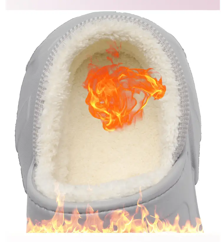 Cross-border plus size cotton slippers men's hole shoes winter new fleece-lined step excrement feeling warm lovers shoes covered cotton shoes — feature 7