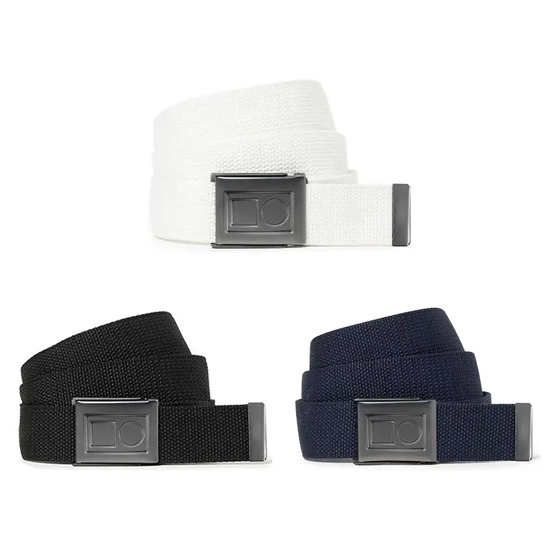Men's White Canvas Belt with Black Buckle - Image 5