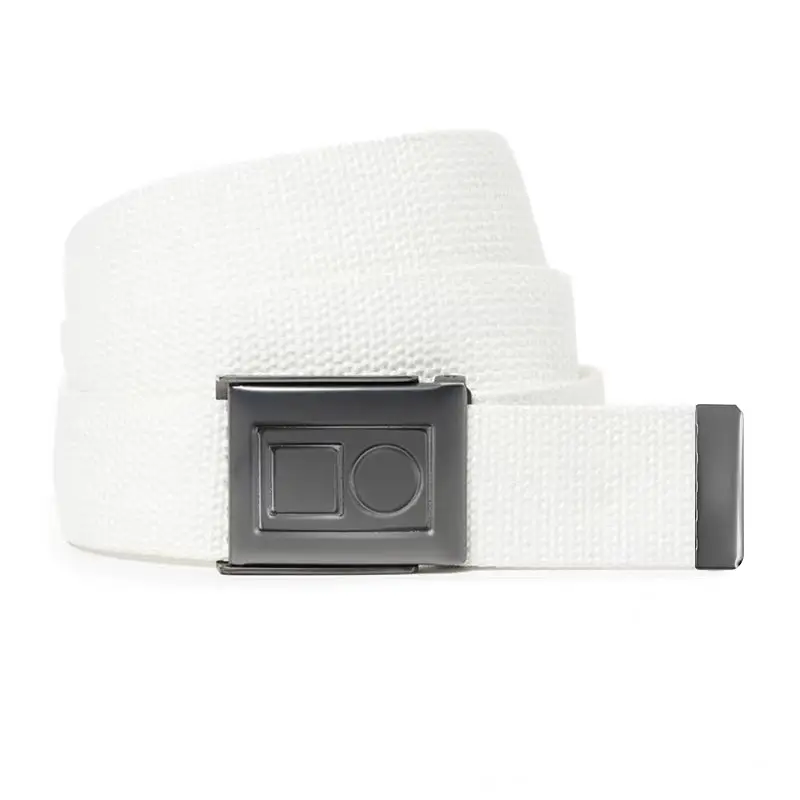 Men's White Canvas Belt with Black Buckle - Image 3
