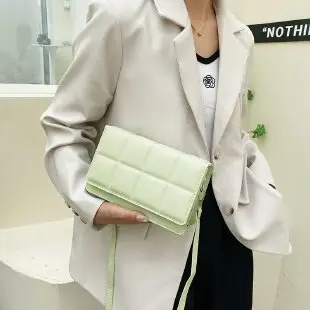 Green Quilted Square Women's Crossbody Bag