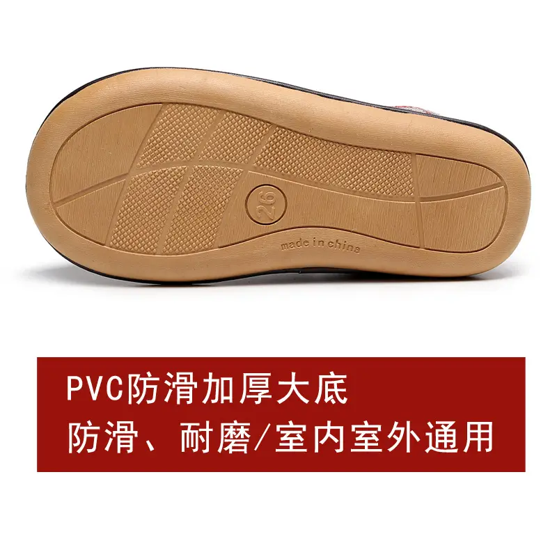 Cotton Slippers with Heel for Winter Women's Indoor Courtyard Couple Non-Slip Warm Fabric Slippers with Heel for Men Retro Style - Image 11