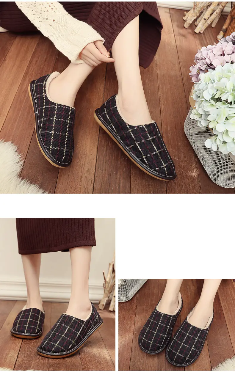 Cotton Slippers with Heel for Winter Women's Indoor Courtyard Couple Non-Slip Warm Fabric Slippers with Heel for Men Retro Style — feature 16