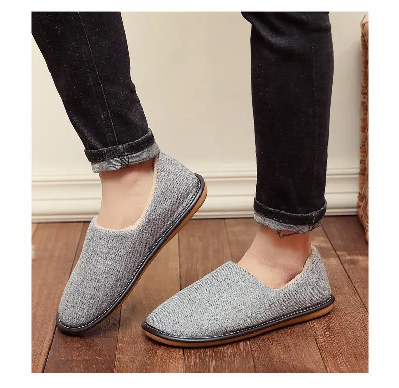 Cotton Slippers with Heel for Winter Women's Indoor Courtyard Couple Non-Slip Warm Fabric Slippers with Heel for Men Retro Style — feature 18