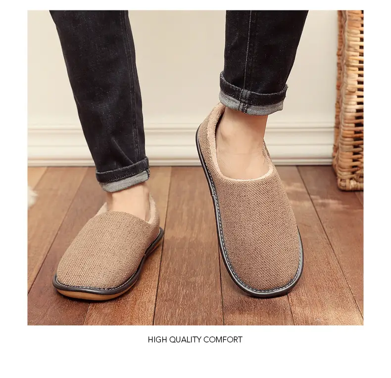 Cotton Slippers with Heel for Winter Women's Indoor Courtyard Couple Non-Slip Warm Fabric Slippers with Heel for Men Retro Style — feature 19