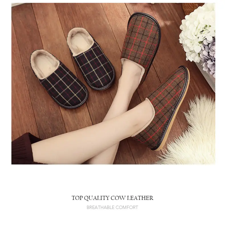 Cotton Slippers with Heel for Winter Women's Indoor Courtyard Couple Non-Slip Warm Fabric Slippers with Heel for Men Retro Style — feature 9