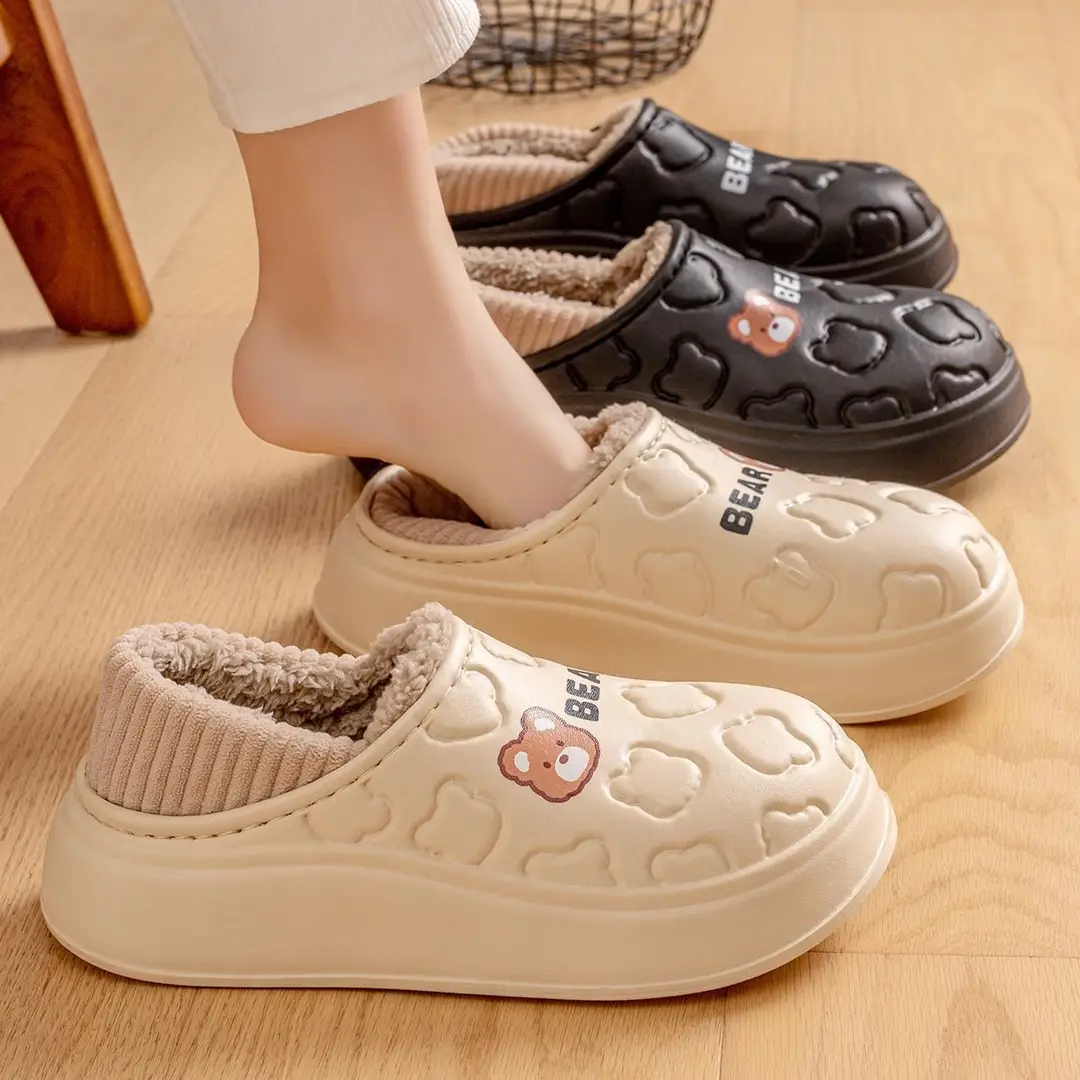 Waterproof Cotton Slippers for Women, Autumn and Winter Indoor Home Wear, 2026 New Style, Postpartum Fleece-Lined Closed-Back Cotton Shoes, Women's Winter Fleece-Lined - Image 9