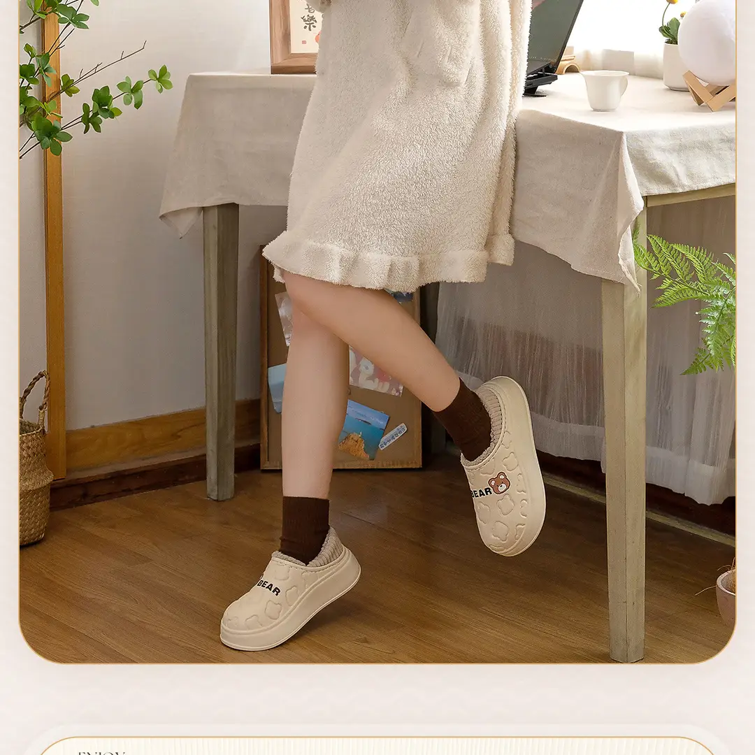 Waterproof Cotton Slippers for Women, Autumn and Winter Indoor Home Wear, 2026 New Style, Postpartum Fleece-Lined Closed-Back Cotton Shoes, Women's Winter Fleece-Lined — feature 11