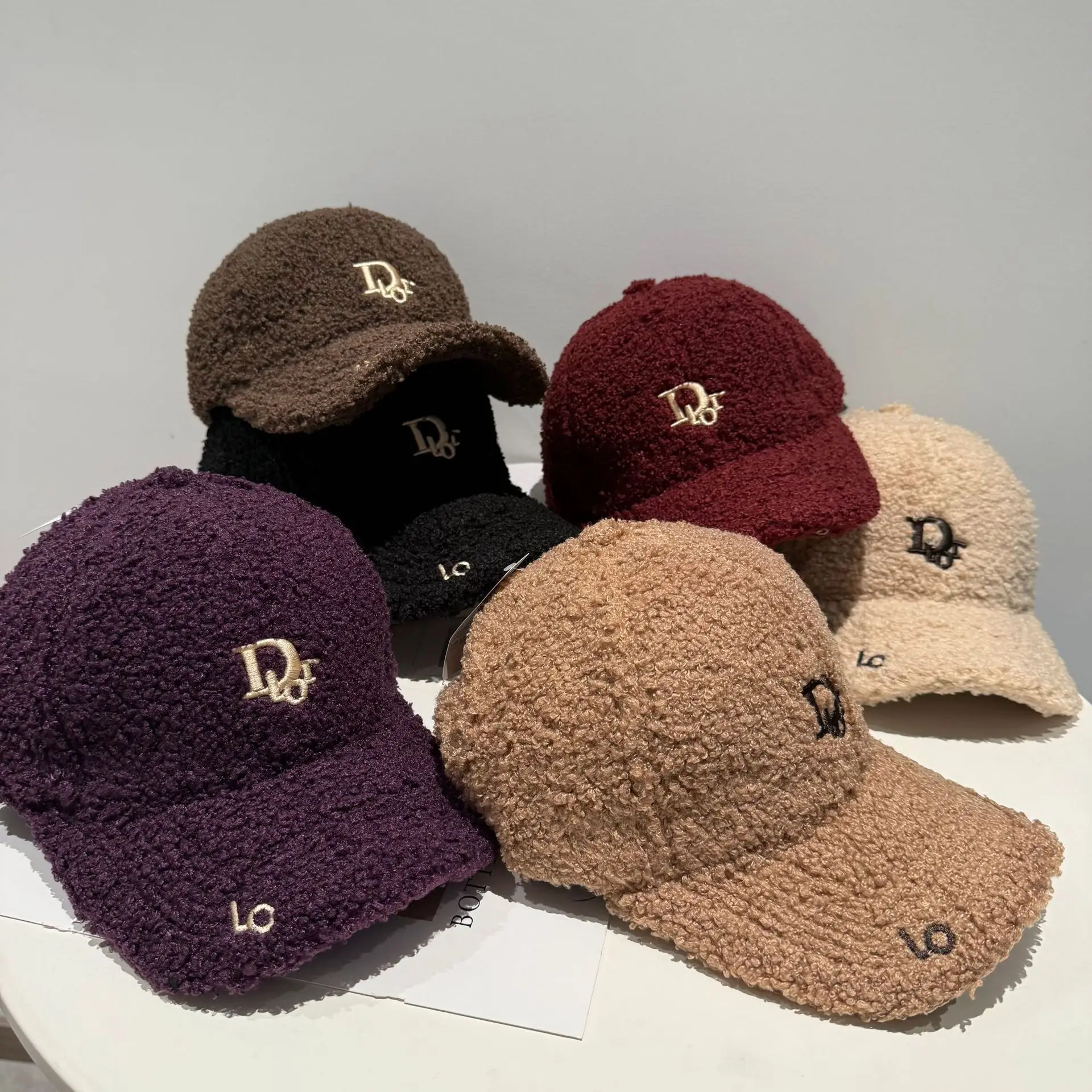 Women Wool Cap Brown Winter Warm with Dior Logo - Image 7