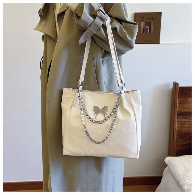 Women's Creamy Cloud Handbag with Chain Accessory — feature 13