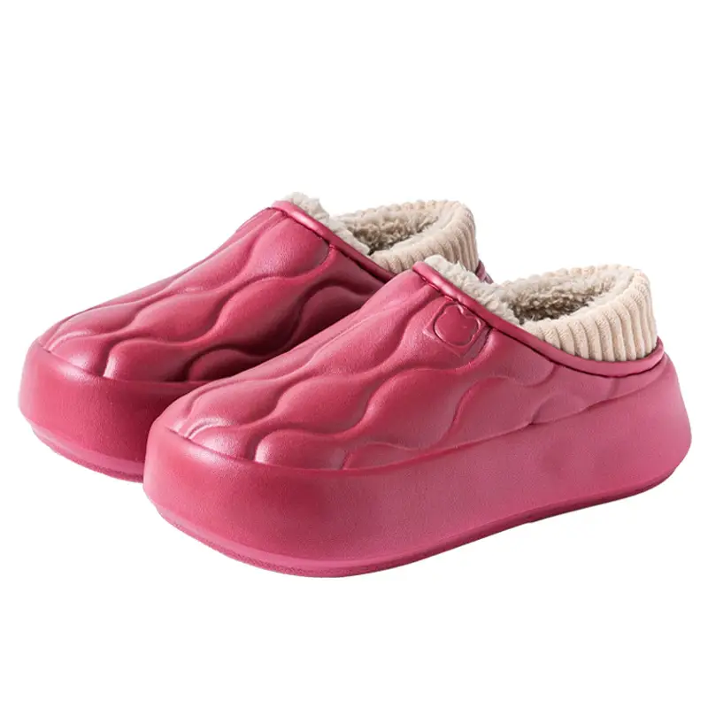 Waterproof cotton slippers women's 2024 autumn and winter wear non-slip thick bottom fleece-lined office bag with warm slippers for lovers - Image 8