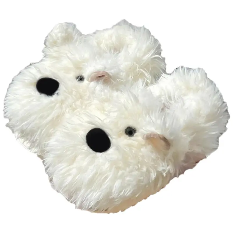 Milk fierce puppy scrawled cute cotton shoes women's winter indoor home thick bottom non-slip fluffy fleece-lined warm cotton slippers