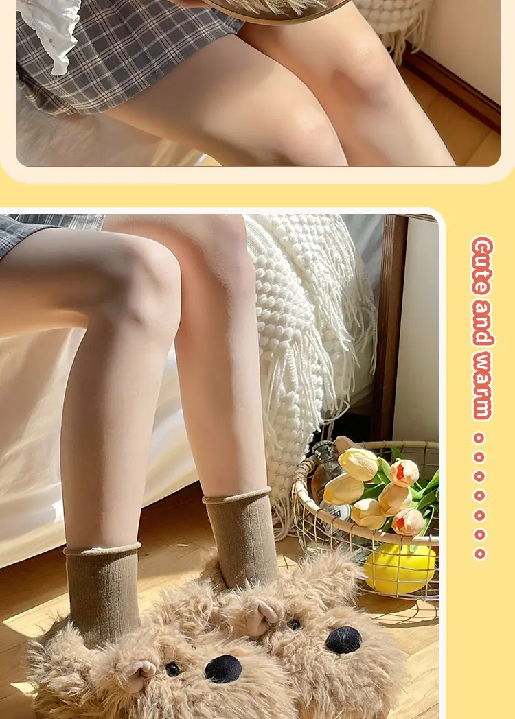 Milk fierce puppy scrawled cute cotton shoes women's winter indoor home thick bottom non-slip fluffy fleece-lined warm cotton slippers — feature 9
