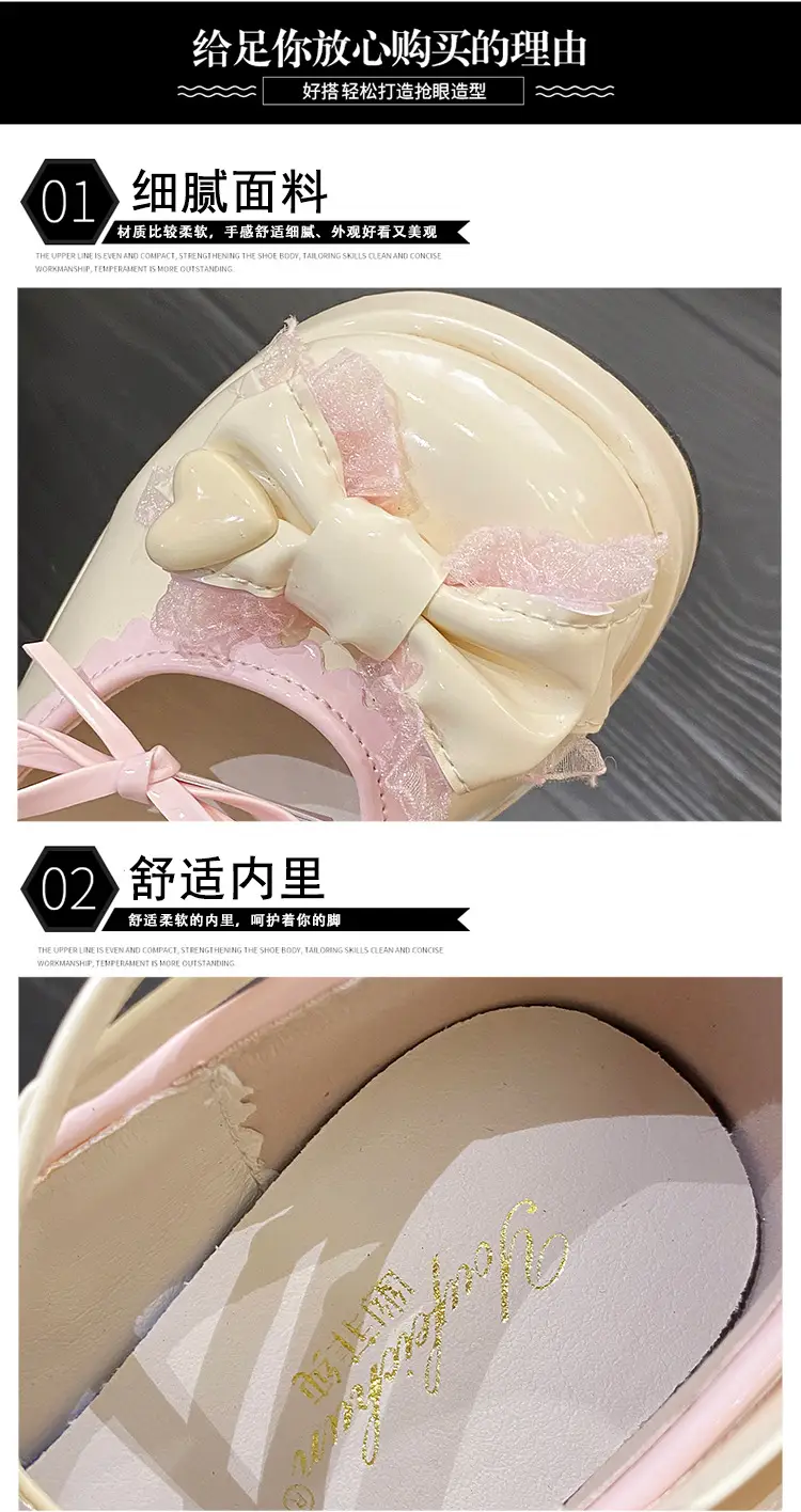 High-heeled shoes lolita thick-heeled platform blue Japanese soft girl sweet cute bow shoes for children — feature 3