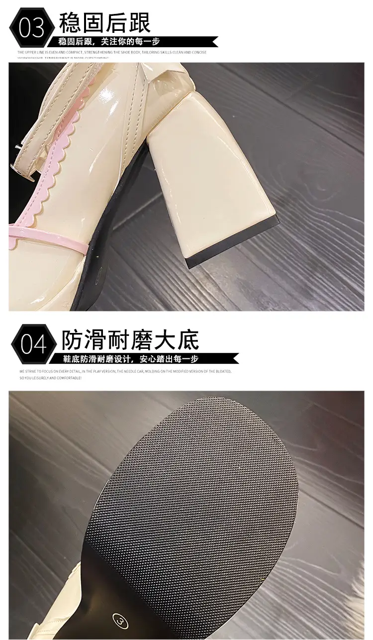 High-heeled shoes lolita thick-heeled platform blue Japanese soft girl sweet cute bow shoes for children — feature 4