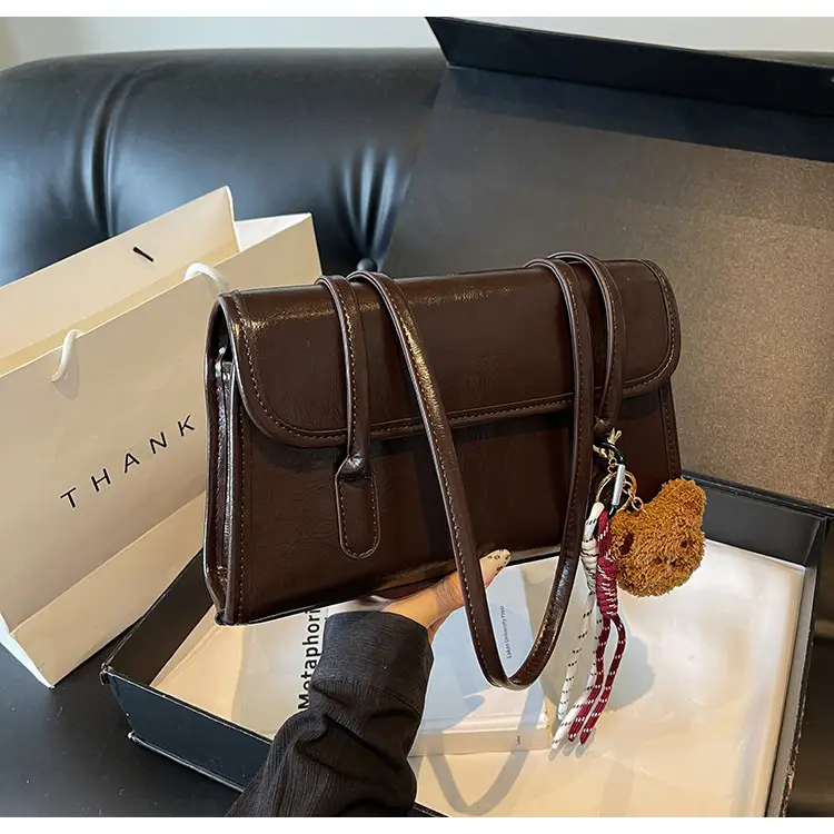Women Cross-Border Retro Brown Shoulder Bag 2026 — feature 9
