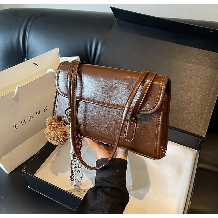 Women Cross-Border Retro Brown Shoulder Bag 2026 - Image 2