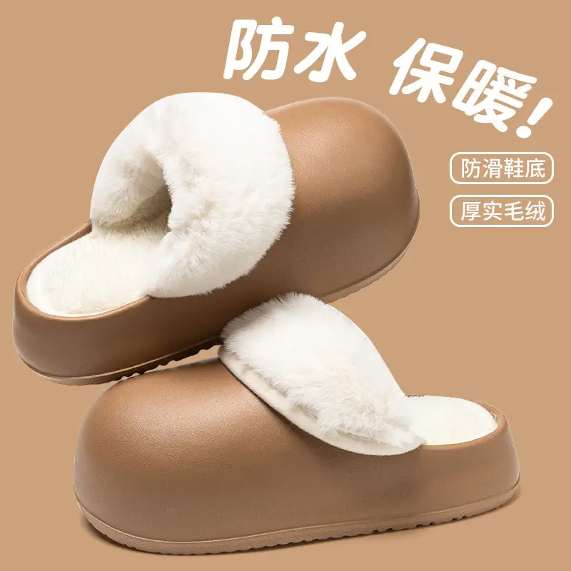 Waterproof Cotton Slippers for Women Autumn and Winter Indoor Home 2025 New Thick-Soled Non-Slip Men's Cotton Slippers for Outer Wear Wholesale - Image 4