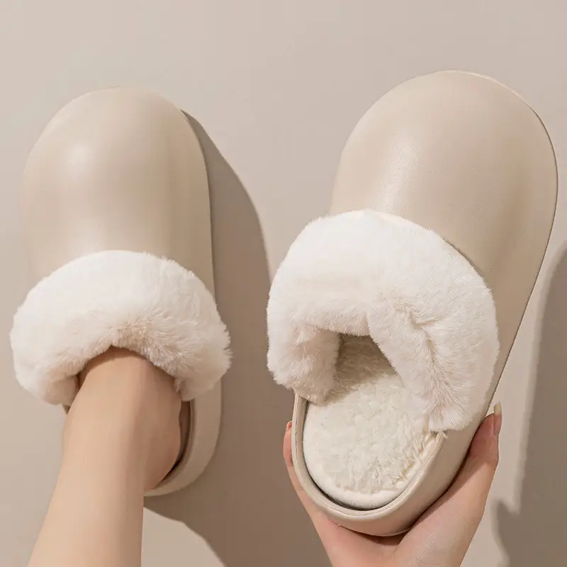 Waterproof Cotton Slippers for Women Autumn and Winter Indoor Home 2025 New Thick-Soled Non-Slip Men's Cotton Slippers for Outer Wear Wholesale - Image 6