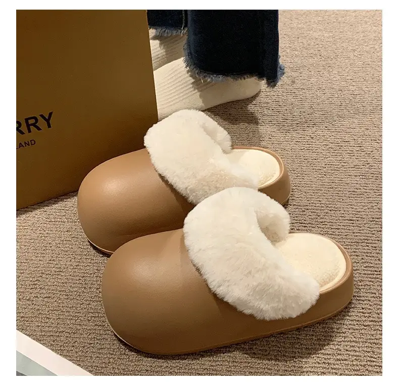 Waterproof Cotton Slippers for Women Autumn and Winter Indoor Home 2025 New Thick-Soled Non-Slip Men's Cotton Slippers for Outer Wear Wholesale - Image 2