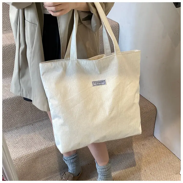 Women's Corduroy Tote Bag Brown Large Capacity 2023 — feature 19